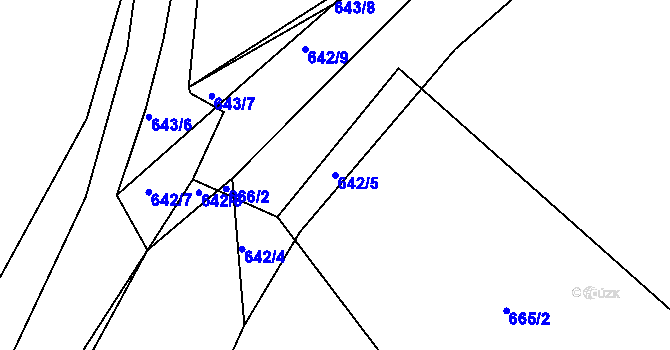 Parcela st. 642/5 v KÚ Lhenice, Katastrální mapa