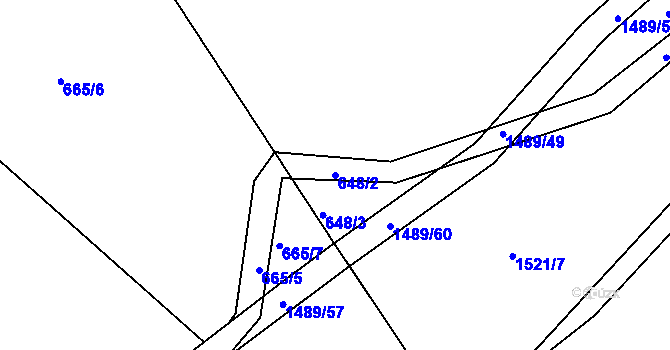 Parcela st. 648/2 v KÚ Lhenice, Katastrální mapa