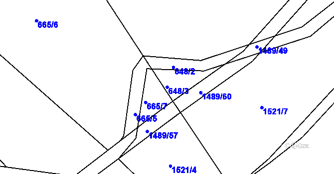 Parcela st. 648/3 v KÚ Lhenice, Katastrální mapa