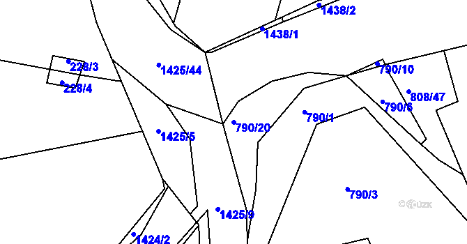 Parcela st. 790/20 v KÚ Lhenice, Katastrální mapa