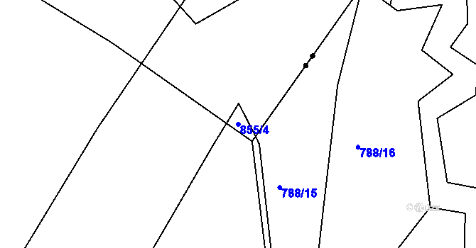Parcela st. 855/4 v KÚ Lhenice, Katastrální mapa