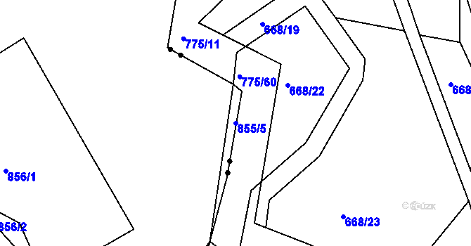 Parcela st. 855/5 v KÚ Lhenice, Katastrální mapa