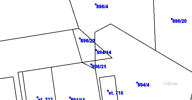 Parcela st. 894/14 v KÚ Lhenice, Katastrální mapa