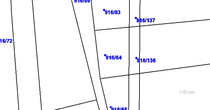 Parcela st. 916/64 v KÚ Lhenice, Katastrální mapa