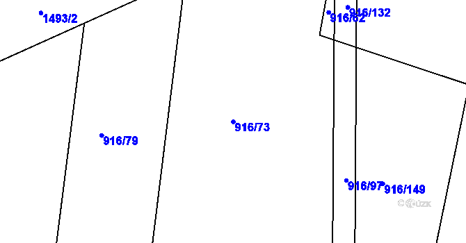Parcela st. 916/73 v KÚ Lhenice, Katastrální mapa