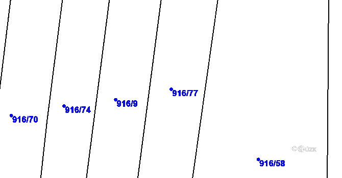 Parcela st. 916/77 v KÚ Lhenice, Katastrální mapa