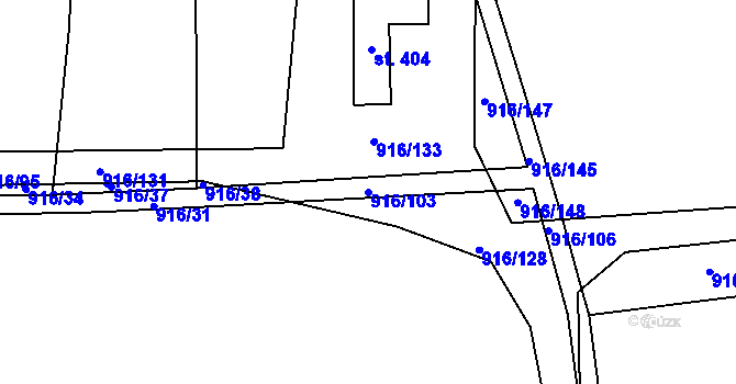 Parcela st. 916/103 v KÚ Lhenice, Katastrální mapa