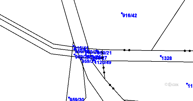 Parcela st. 959/21 v KÚ Lhenice, Katastrální mapa