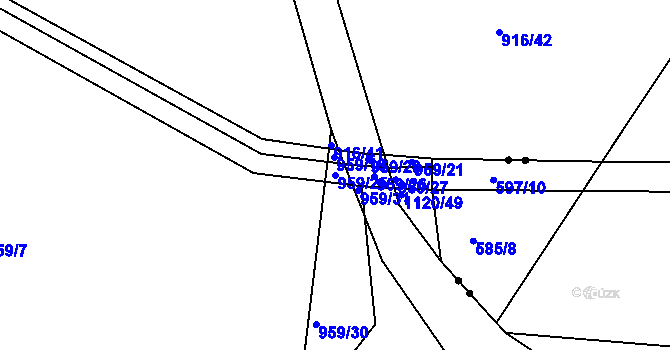 Parcela st. 959/25 v KÚ Lhenice, Katastrální mapa