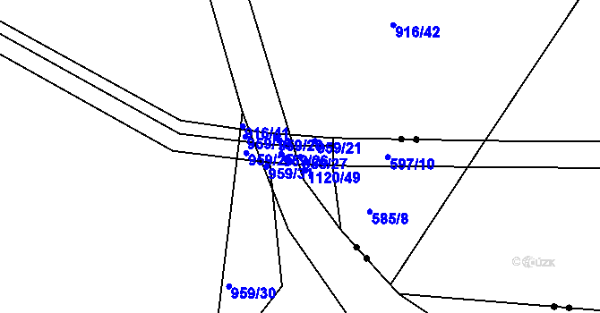 Parcela st. 959/27 v KÚ Lhenice, Katastrální mapa