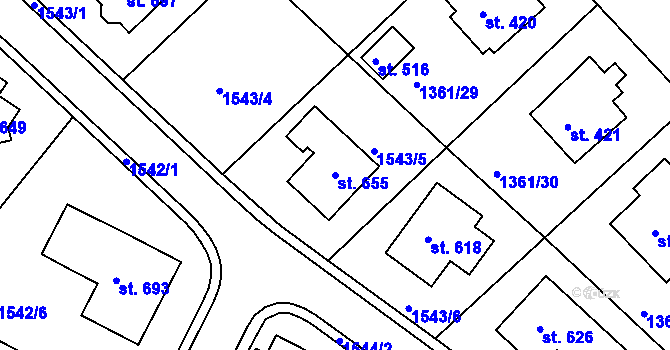 Parcela st. 655 v KÚ Lhenice, Katastrální mapa