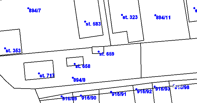 Parcela st. 659 v KÚ Lhenice, Katastrální mapa