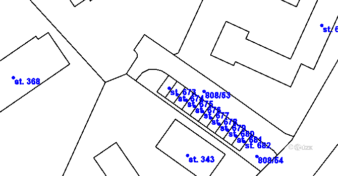 Parcela st. 673 v KÚ Lhenice, Katastrální mapa