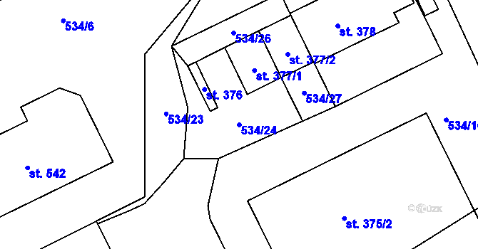 Parcela st. 534/24 v KÚ Lhenice, Katastrální mapa