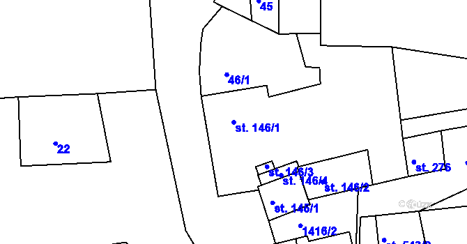 Parcela st. 146/1 v KÚ Lhenice, Katastrální mapa