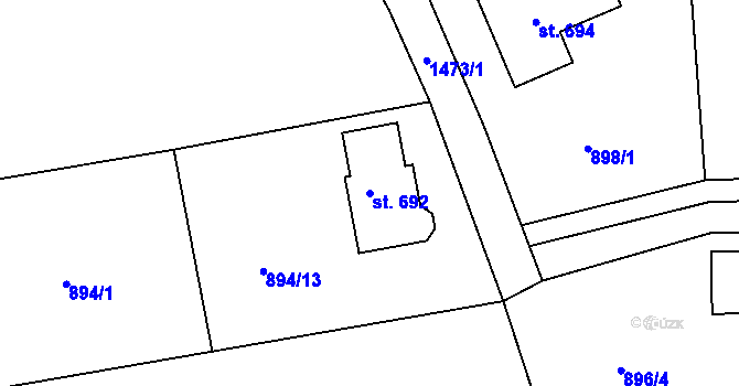 Parcela st. 692 v KÚ Lhenice, Katastrální mapa