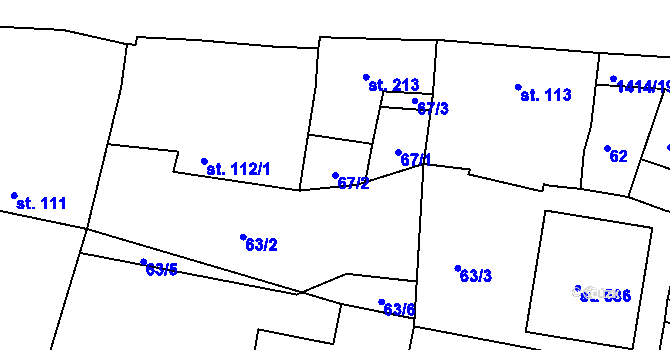 Parcela st. 67/2 v KÚ Lhenice, Katastrální mapa