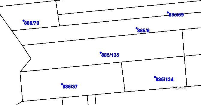 Parcela st. 885/133 v KÚ Lhenice, Katastrální mapa