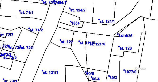 Parcela st. 121/5 v KÚ Lhenice, Katastrální mapa