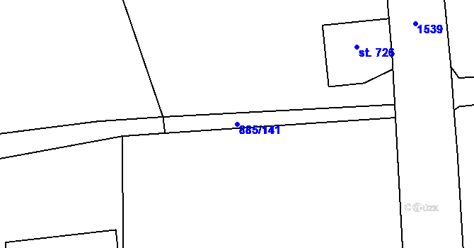 Parcela st. 885/141 v KÚ Lhenice, Katastrální mapa