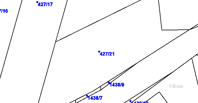 Parcela st. 427/21 v KÚ Lhenice, Katastrální mapa