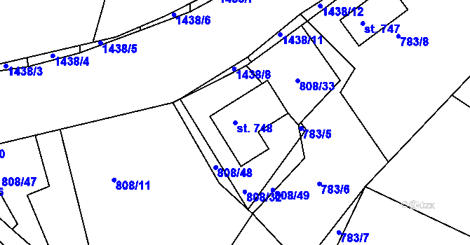 Parcela st. 748 v KÚ Lhenice, Katastrální mapa