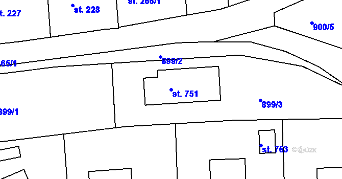 Parcela st. 751 v KÚ Lhenice, Katastrální mapa