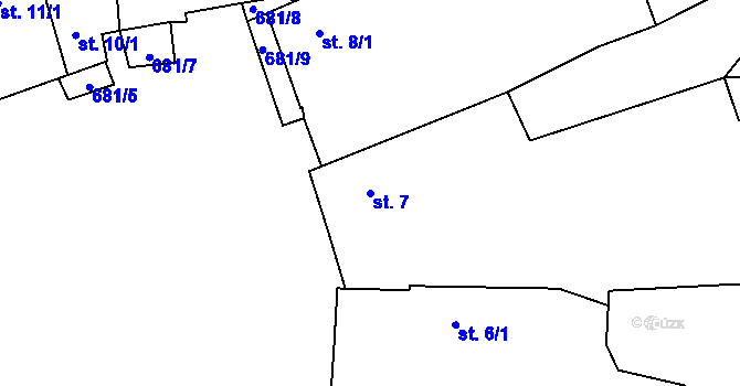 Parcela st. 7 v KÚ Třešňový Újezdec, Katastrální mapa
