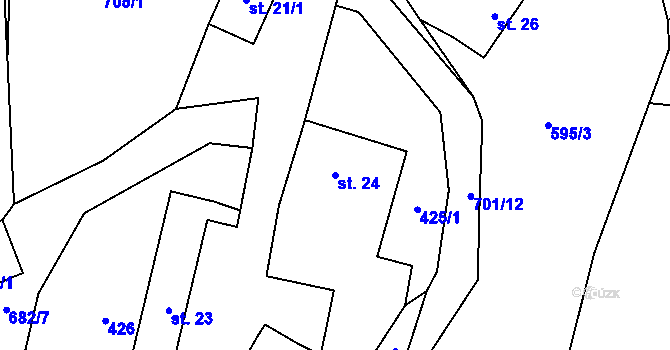 Parcela st. 24 v KÚ Třešňový Újezdec, Katastrální mapa