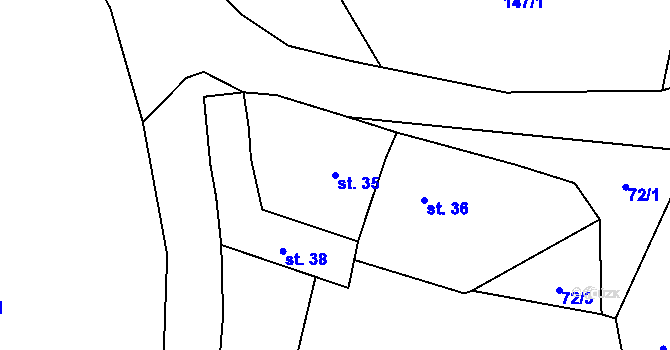 Parcela st. 35 v KÚ Třešňový Újezdec, Katastrální mapa