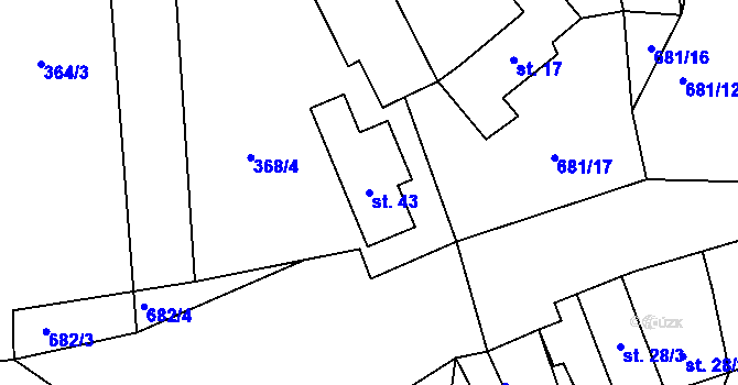 Parcela st. 43 v KÚ Třešňový Újezdec, Katastrální mapa