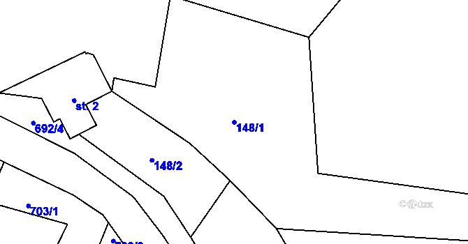 Parcela st. 148/1 v KÚ Třešňový Újezdec, Katastrální mapa