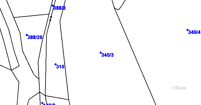 Parcela st. 340/3 v KÚ Třešňový Újezdec, Katastrální mapa