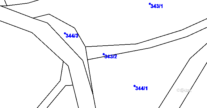 Parcela st. 343/2 v KÚ Třešňový Újezdec, Katastrální mapa