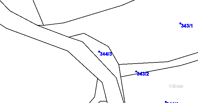 Parcela st. 344/3 v KÚ Třešňový Újezdec, Katastrální mapa