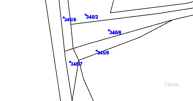 Parcela st. 345/9 v KÚ Třešňový Újezdec, Katastrální mapa