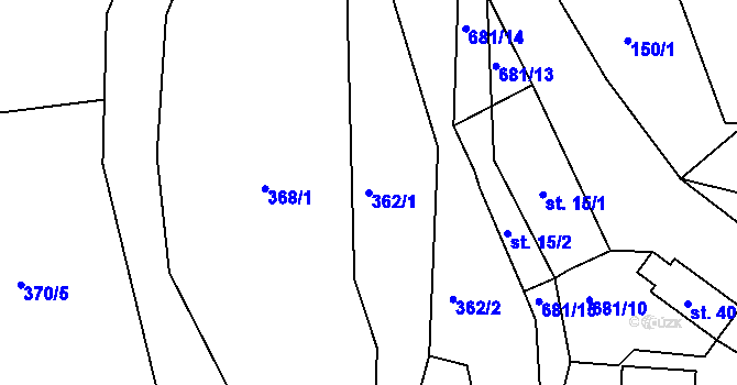 Parcela st. 362/1 v KÚ Třešňový Újezdec, Katastrální mapa