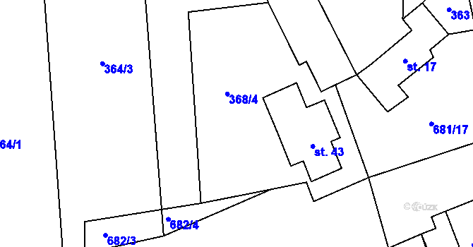 Parcela st. 368/4 v KÚ Třešňový Újezdec, Katastrální mapa