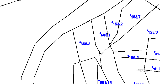 Parcela st. 368/5 v KÚ Třešňový Újezdec, Katastrální mapa