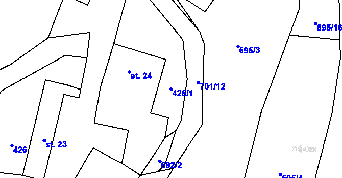 Parcela st. 425/1 v KÚ Třešňový Újezdec, Katastrální mapa