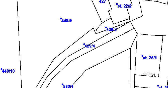 Parcela st. 429/4 v KÚ Třešňový Újezdec, Katastrální mapa