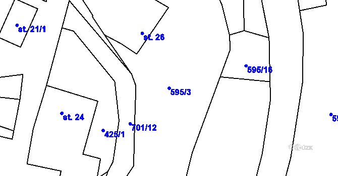 Parcela st. 595/3 v KÚ Třešňový Újezdec, Katastrální mapa