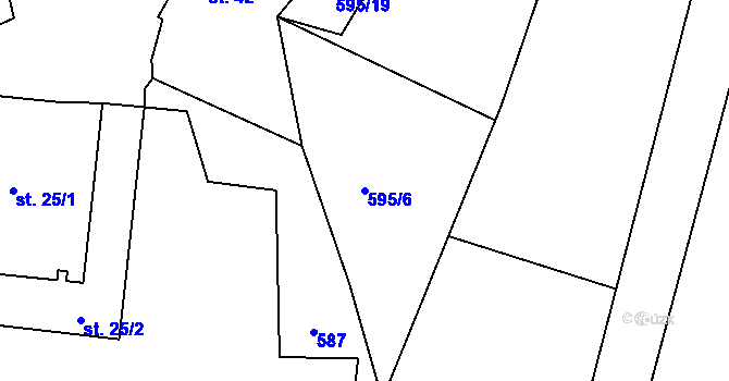 Parcela st. 595/6 v KÚ Třešňový Újezdec, Katastrální mapa