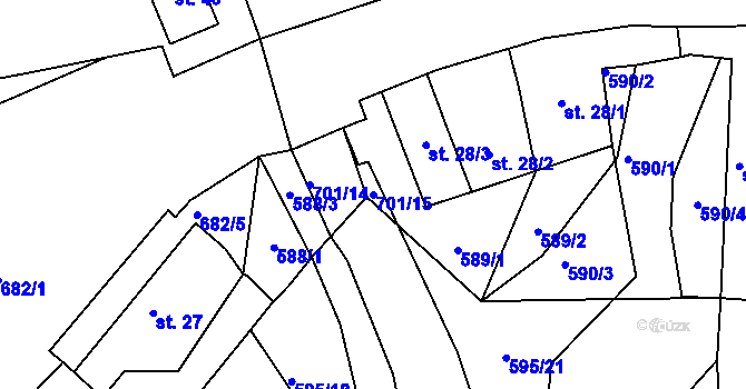 Parcela st. 701/15 v KÚ Třešňový Újezdec, Katastrální mapa