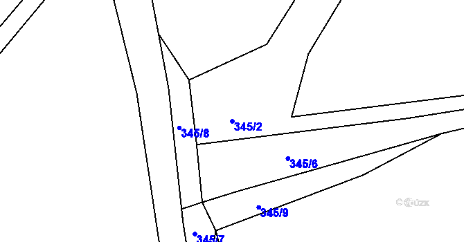 Parcela st. 345/2 v KÚ Třešňový Újezdec, Katastrální mapa