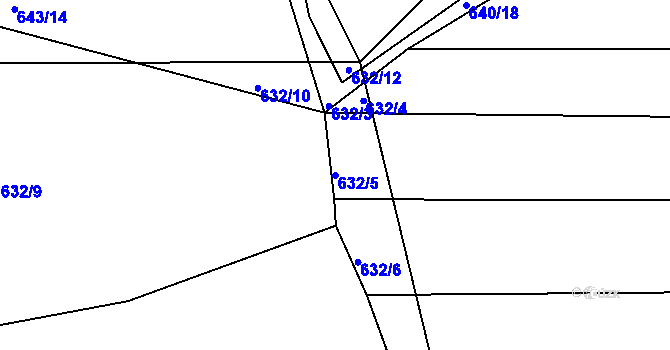 Parcela st. 632/5 v KÚ Třešňový Újezdec, Katastrální mapa