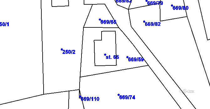 Parcela st. 65 v KÚ Vadkov, Katastrální mapa