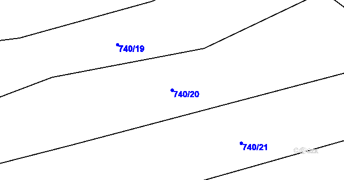 Parcela st. 740/20 v KÚ Vadkov, Katastrální mapa