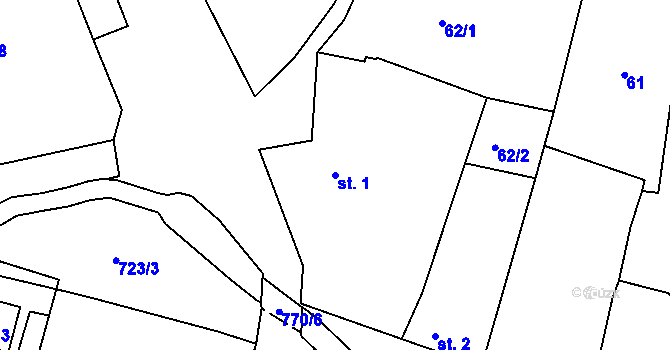 Parcela st. 1 v KÚ Vodice u Lhenic, Katastrální mapa