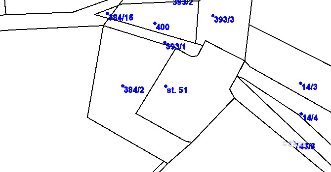 Parcela st. 51 v KÚ Vodice u Lhenic, Katastrální mapa